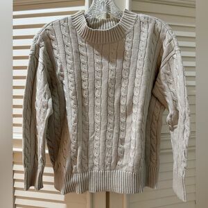 White cable knit sweater